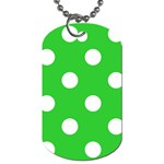 Polka Dots - White on Lime Green Dog Tag (One Side)