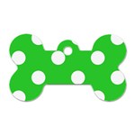 Polka Dots - White on Lime Green Dog Tag Bone (One Side)