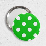 Polka Dots - White on Lime Green 2.25  Handbag Mirror