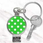 Polka Dots - White on Lime Green Nail Clippers Key Chain