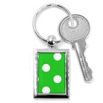 Polka Dots - White on Lime Green Key Chain (Rectangle)