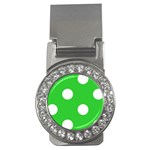 Polka Dots - White on Lime Green Money Clip (CZ)