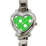 Polka Dots - White on Lime Green Heart Italian Charm Watch