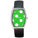 Polka Dots - White on Lime Green Barrel Style Metal Watch