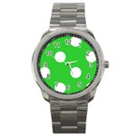 Polka Dots - White on Lime Green Sport Metal Watch