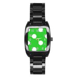 Polka Dots - White on Lime Green Stainless Steel Barrel Watch