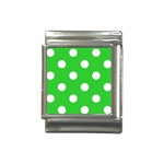 Polka Dots - White on Lime Green Italian Charm (13mm)