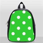 Polka Dots - White on Lime Green School Bag (Small)