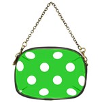 Polka Dots - White on Lime Green Chain Purse (One Side)