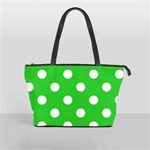 Polka Dots - White on Lime Green Classic Shoulder Handbag (One Side)