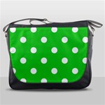 Polka Dots - White on Lime Green Messenger Bag