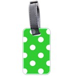 Polka Dots - White on Lime Green Luggage Tag (Two Sides)