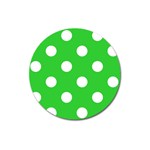 Polka Dots - White on Lime Green Magnet 3  (Round)