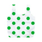 Polka Dots - Dark Pastel Green on White Full Print Recycle Bag (M)