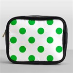 Polka Dots - Dark Pastel Green on White Mini Toiletries Bag (One Side)