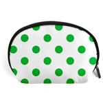 Polka Dots - Dark Pastel Green on White Accessory Pouch (Large)