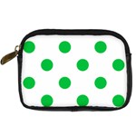 Polka Dots - Dark Pastel Green on White Digital Camera Leather Case