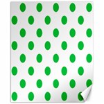 Polka Dots - Dark Pastel Green on White Canvas 16  x 20 