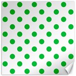 Polka Dots - Dark Pastel Green on White Canvas 20  x 20 