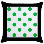 Polka Dots - Dark Pastel Green on White Throw Pillow Case (Black)