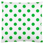 Polka Dots - Dark Pastel Green on White Large Cushion Case (Two Sides)