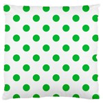 Polka Dots - Dark Pastel Green on White Large Flano Cushion Case (One Side)