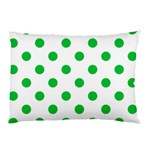 Polka Dots - Dark Pastel Green on White Pillow Case (One Side)