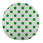 Polka Dots - Dark Pastel Green on White Large 18  Premium Flano Round Cushion