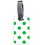 Polka Dots - Dark Pastel Green on White Luggage Tag (Two Sides)