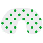 Polka Dots - Dark Pastel Green on White Travel Neck Pillow