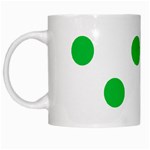 Polka Dots - Dark Pastel Green on White White Mug