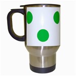 Polka Dots - Dark Pastel Green on White Travel Mug (White)