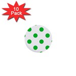 Polka Dots - Dark Pastel Green on White 1  Mini Button (10 pack)