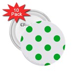 Polka Dots - Dark Pastel Green on White 2.25  Button (10 pack)