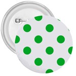 Polka Dots - Dark Pastel Green on White 3  Button