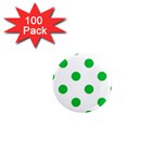 Polka Dots - Dark Pastel Green on White 1  Mini Magnet (100 pack)