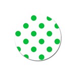 Polka Dots - Dark Pastel Green on White Magnet 3  (Round)