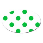 Polka Dots - Dark Pastel Green on White Magnet (Oval)