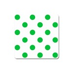 Polka Dots - Dark Pastel Green on White Magnet (Square)