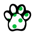 Polka Dots - Dark Pastel Green on White Magnet (Paw Print)