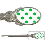 Polka Dots - Dark Pastel Green on White Letter Opener