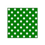 Polka Dots - White on Green Satin Bandana Scarf