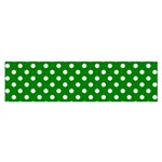 Polka Dots - White on Green Satin Scarf (Oblong)