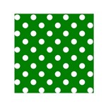 Polka Dots - White on Green Small Satin Scarf  (Square)