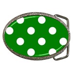 Polka Dots - White on Green Belt Buckle