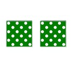 Polka Dots - White on Green Cufflinks (Square)