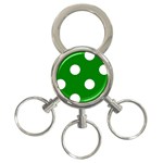 Polka Dots - White on Green 3-Ring Key Chain