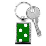 Polka Dots - White on Green Key Chain (Rectangle)