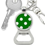 Polka Dots - White on Green Bottle Opener Key Chain