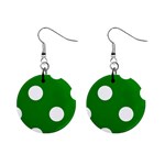 Polka Dots - White on Green 1  Button Earrings